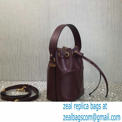 Valentino VLogo Walk Calfskin Bucket Bag Burgundy 2021