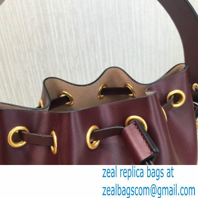 Valentino VLogo Walk Calfskin Bucket Bag Burgundy 2021