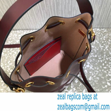 Valentino VLogo Walk Calfskin Bucket Bag Burgundy 2021