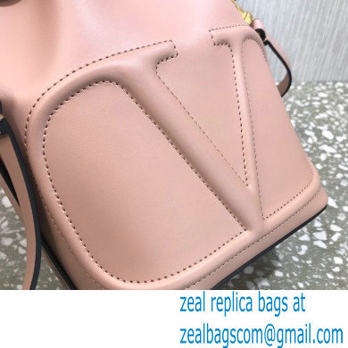 Valentino VLogo Walk Calfskin Bucket Bag Nude Pink 2021