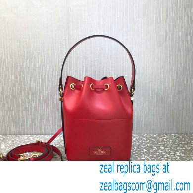 Valentino VLogo Walk Calfskin Bucket Bag Red 2021