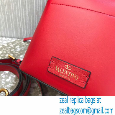 Valentino VLogo Walk Calfskin Bucket Bag Red 2021 - Click Image to Close