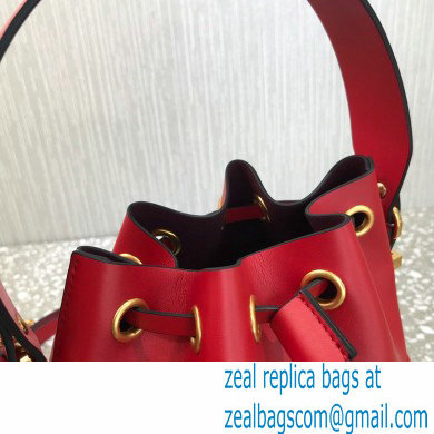 Valentino VLogo Walk Calfskin Bucket Bag Red 2021