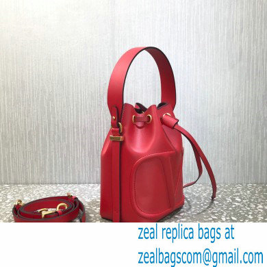 Valentino VLogo Walk Calfskin Bucket Bag Red 2021