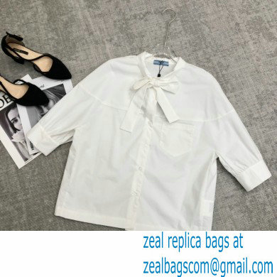 prada short-sleeved shirt with bow white 2021