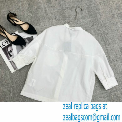 prada short-sleeved shirt with bow white 2021