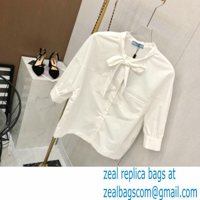 prada short-sleeved shirt with bow white 2021