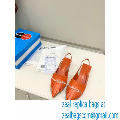 Balenciaga Heel 3cm Logo Fringe Knife Leather Slingbacks Orange 2021 - Click Image to Close