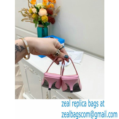 Balenciaga Heel 3cm Logo Fringe Knife Leather Slingbacks Pink 2021