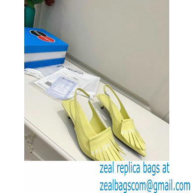 Balenciaga Heel 3cm Logo Fringe Knife Leather Slingbacks Yellow 2021 - Click Image to Close