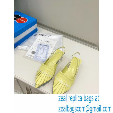 Balenciaga Heel 3cm Logo Fringe Knife Leather Slingbacks Yellow 2021 - Click Image to Close