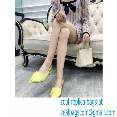 Balenciaga Heel 3cm Logo Fringe Knife Leather Slingbacks Yellow 2021 - Click Image to Close