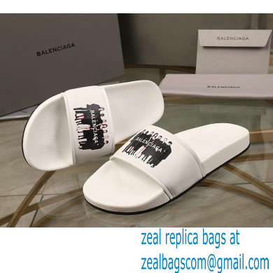 Balenciaga Logo Piscine Pool Slides Sandals 12 2021 - Click Image to Close