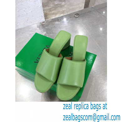 Bottega Veneta Heel 5cm BAND Calf Leather Mules Sandals Light Green 2021