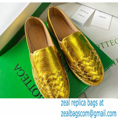 Bottega Veneta Intrecciato Calf Gala Espadrilles Gold 2021