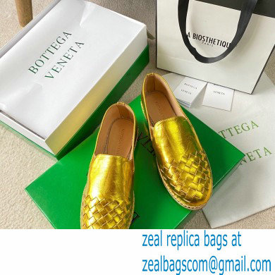 Bottega Veneta Intrecciato Calf Gala Espadrilles Gold 2021