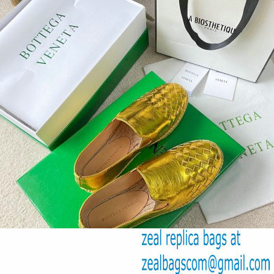 Bottega Veneta Intrecciato Calf Gala Espadrilles Gold 2021 - Click Image to Close