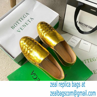 Bottega Veneta Intrecciato Calf Gala Espadrilles Gold 2021