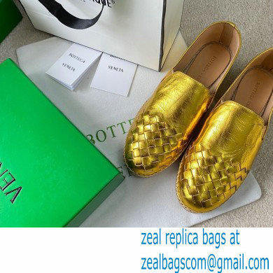 Bottega Veneta Intrecciato Calf Gala Espadrilles Gold 2021