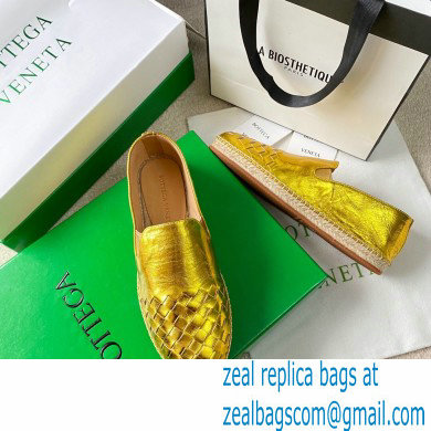 Bottega Veneta Intrecciato Calf Gala Espadrilles Gold 2021 - Click Image to Close