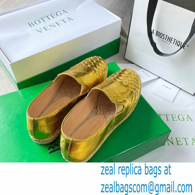 Bottega Veneta Intrecciato Calf Gala Espadrilles Gold 2021 - Click Image to Close