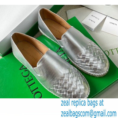 Bottega Veneta Intrecciato Calf Gala Espadrilles Silver 2021