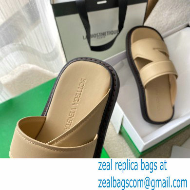 Bottega Veneta THE BAND Calf Leather Slip-on Sandals Beige 2021 - Click Image to Close