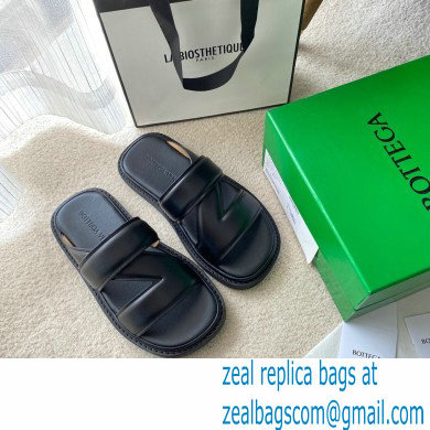 Bottega Veneta THE BAND Calf Leather Slip-on Sandals Black 2021 - Click Image to Close