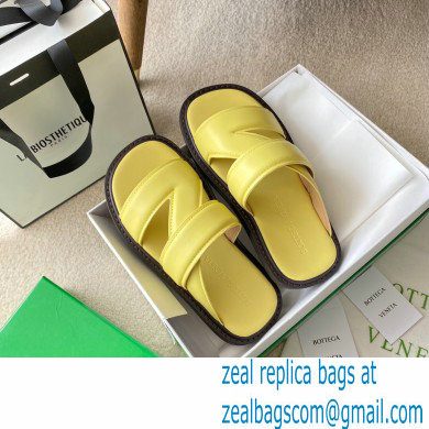 Bottega Veneta THE BAND Calf Leather Slip-on Sandals Yellow 2021 - Click Image to Close