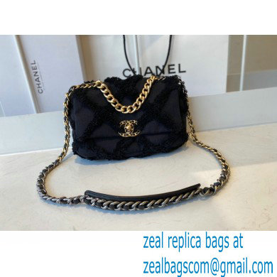 Chanel 19 Cotton Canvas/Calfskin Small Flap Bag AS1160 Black 2021