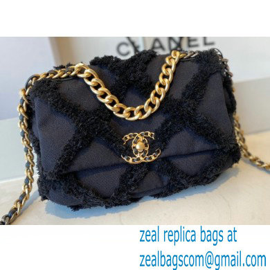 Chanel 19 Cotton Canvas/Calfskin Small Flap Bag AS1160 Black 2021