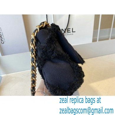 Chanel 19 Cotton Canvas/Calfskin Small Flap Bag AS1160 Black 2021