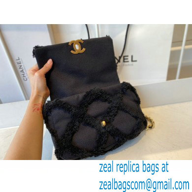 Chanel 19 Cotton Canvas/Calfskin Small Flap Bag AS1160 Black 2021