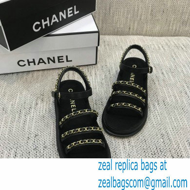 Chanel Chain Calfskin Sandals G37140 Black 2021