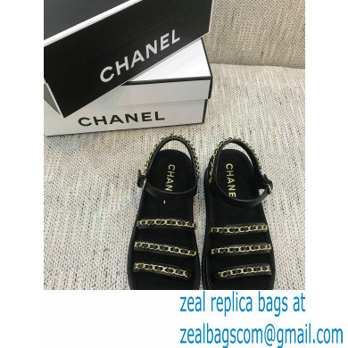 Chanel Chain Calfskin Sandals G37140 Black 2021