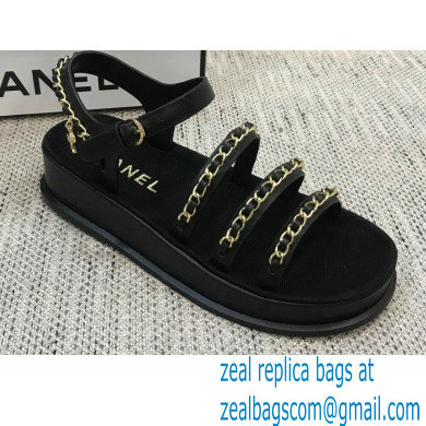 Chanel Chain Calfskin Sandals G37140 Black 2021