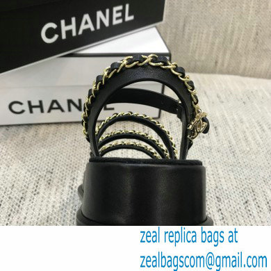 Chanel Chain Calfskin Sandals G37140 Black 2021