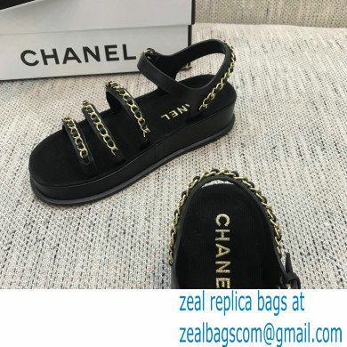 Chanel Chain Calfskin Sandals G37140 Black 2021