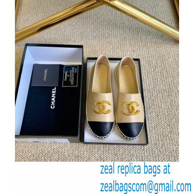 Chanel Gold Metal CC Logo Espadrilles G29762 Beige 2021