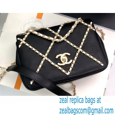Chanel Small Flap Bag with Entwined Chain AS2382 Black 2021