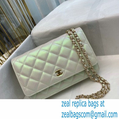 Chanel woc bag iridescent silver with gold hardware 2021
