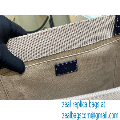 Chloe Large Woody Tote Bag White/Full Blue in Cotton Canvas and Shiny Calfskin 2021 - Click Image to Close