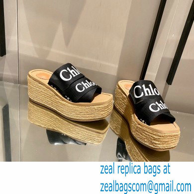 Chloe Woody Wedge Mule in Canvas Black 2021