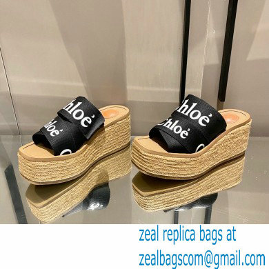 Chloe Woody Wedge Mule in Canvas Black 2021