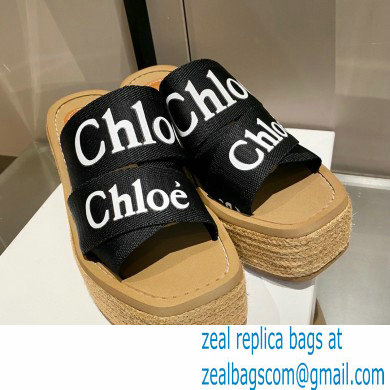 Chloe Woody Wedge Mule in Canvas Black 2021