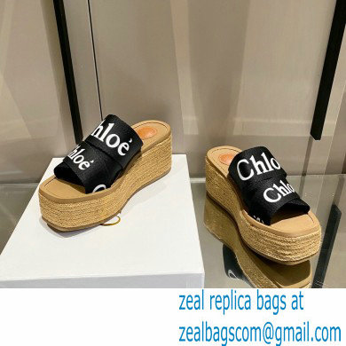 Chloe Woody Wedge Mule in Canvas Black 2021