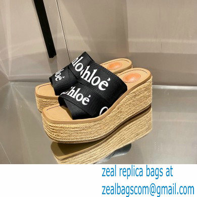 Chloe Woody Wedge Mule in Canvas Black 2021