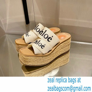 Chloe Woody Wedge Mule in Canvas White 2021