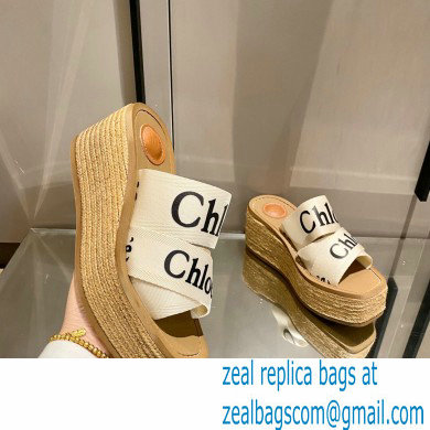 Chloe Woody Wedge Mule in Canvas White 2021 - Click Image to Close