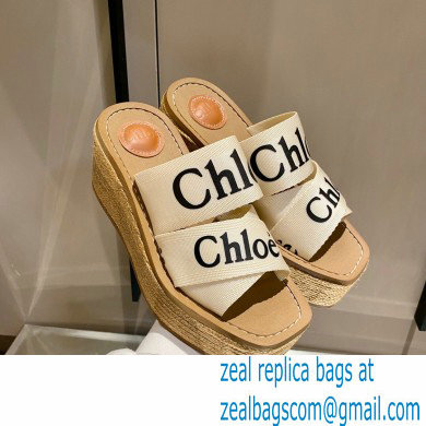 Chloe Woody Wedge Mule in Canvas White 2021